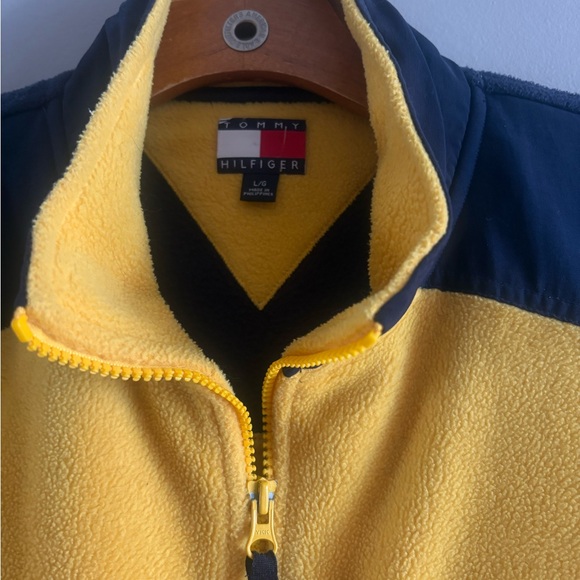 Tommy Hilfiger Yellow Fleece Pullover with Navy Logo - Picture 3 of 5